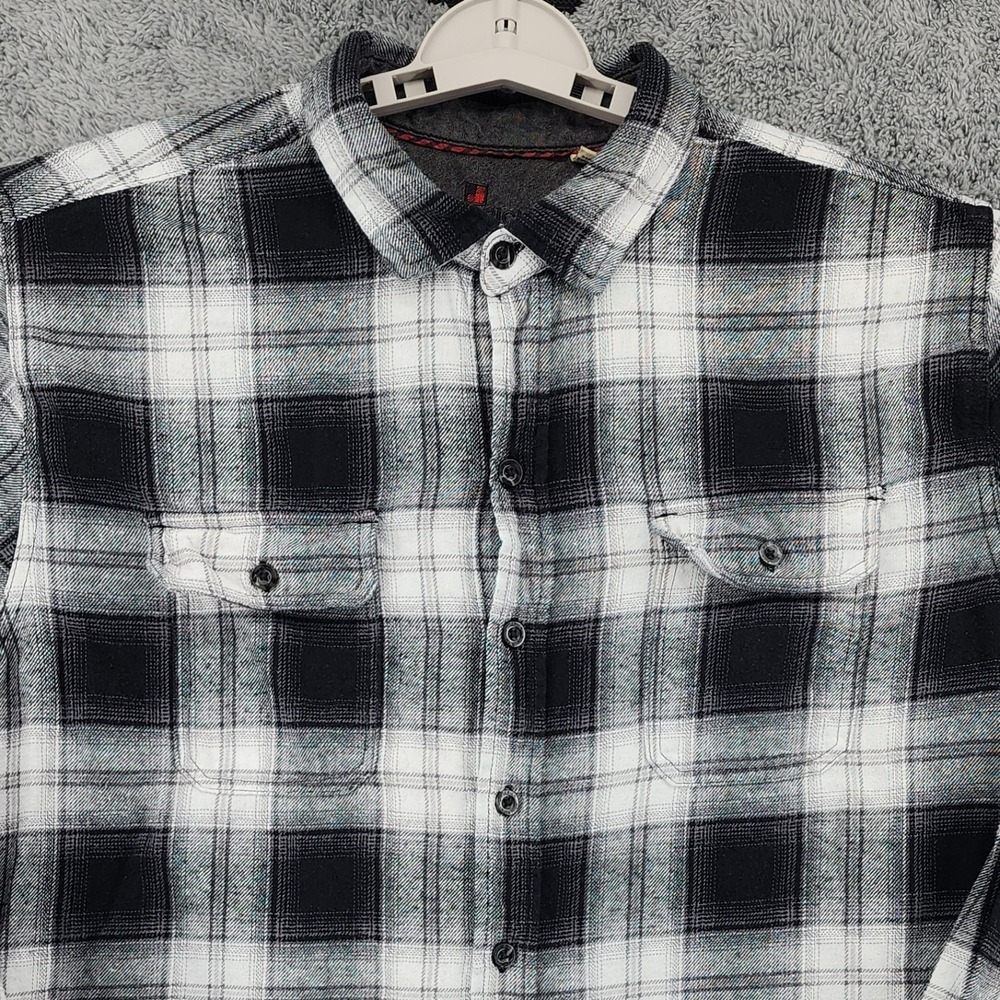 Woolrich Shirt Mens XXL‎ Black Gray Buffalo Plaid Ultimate Flannel Dual Pockets